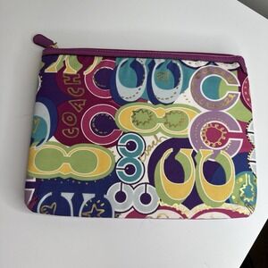 Coach Poppy Y2K Multicolor Graphic Zip Pouch - Purple, Yellow, Green, Blue